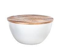 Riess Ambiente Table basse fabriquée à la main - Rangement industriel - 60 cm - Bois de manguier - Blanc