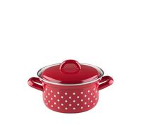 Riess Casserole avec couvercle Ø14cm 0,8L pois rouge émail