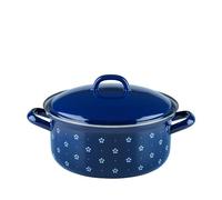Riess Casserole avec couvercle Ø20cm 2L bleu fleuri émail