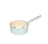 Riess, 0036-006, Casserole à long manche avec grand bec verseur, CLASSIC - BUNT/PASTELL, Couleur turquoise, 14 cm diamètre, hauteur 6 cm, 0.75 litre, émail, bord ourlé