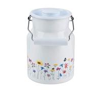 Riess, COUNTRY FLORA 0506-070 Pot à lait avec couvercle, contenance 1,5 l, hauteur 19,2 cm, émail blanc Riess M.D. 1,5 l
