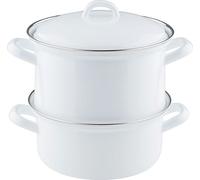 Riess, 0286-033, Cuiseur de pommes de terre avec couvercle en émail 18, CLASSIC- WEISS, 19 cm de haut, 18cm de diamètre, émail, blanc
