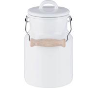 Riess Grand-mère Pot à lait Couvercle émaillé/poignée en bois 1,5 litre Émail Classic Blanc