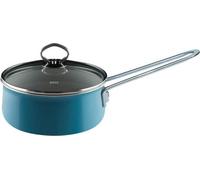 Riess Nouvelle Aquamarin Casserole à manche avec couvercle en verre Ø16cm, 1 litre Émail extra-fort