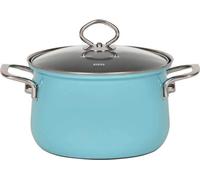 Riess Nouvelle marmite à viande avec couvercle en verre Ø16 cm 1,5 litre bleu cristal émail