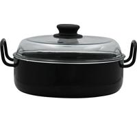 Riess Oma`s Sauteuse avec couvercle en verre Ø24cm Plat à four noir émaillé