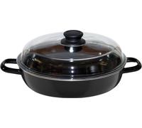 Riess, 0043-022, Sauteuse 20, haute, avec couvercle en verre, CLASSIC - NOIR, diamètre 20 cm, hauteur 13,2 cm (sans couvercle 7,2 cm), capacité 1 litre, émail, induction noire