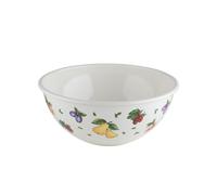 Riess, 0465-068, Saladier 26 4,00 L, COUNTRY - FRUIT GARDEN - Diamètre 26 cm - Hauteur 12 cm - Capacité 4,00 l - Émail blanc avec décoration de fruits - induction