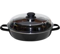 Riess Schmorpfanne mit Glasdeckel Ø24cm zwei Griffe Schwarz Emaille