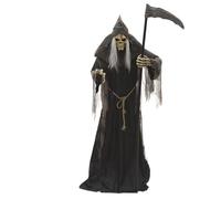 Riethmüller Animatronic Faucheuse XL 182 cm - Décoration intérieure pour fête - Figurine gothique grandeur nature - Animé, yeux lumineux, haut du corps mobile, son et détecteur de mouvement - 3