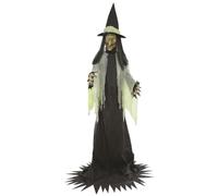 Riethmüller Animatronic Sorcière XXL 300 cm - Décoration intérieure - Fête, Figurine Gothique Grandeur Nature - Animé, Yeux Lumineux, tête rotative, Son et détecteur de Mouvement - 3 Langues