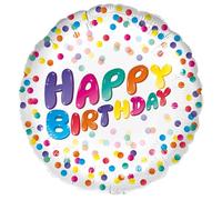 Riethmüller Ballon géant en aluminium de qualité supérieure - Confettis joyeux anniversaire - Ballon gonflable de 45 cm - Convient à l'hélium - Décoration de fête Riethmüller