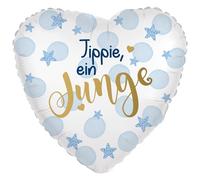 Riethmüller Ballon gonflable en forme de cœur - Ballon géant en forme de cœur - Yippie, un garçon - 45 cm - Convient à l'hélium - Décoration de fête Riethmüller