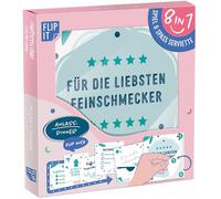 Riethmüller Lot de 12 serviettes « Dinner » 33 x 33 cm, imprimées des deux côtés - Grandes serviettes en papier avec 8 motifs interactifs amusants pour des dîners amusants - Décoration de table