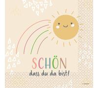 Riethmüller Lot de 16 grandes serviettes en papier avec inscription en allemand « Schön, dass du da bist » - 33 x 33 cm - Décoration de table