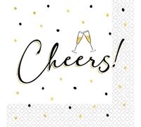 Riethmüller Lot de 16 grandes serviettes en papier « Cheers » 33 x 33 cm, avec inscription en allemand pour le Nouvel An, un anniversaire et une soirée entre filles - Décoration de table