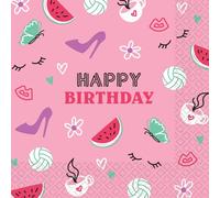 Riethmüller Lot de 16 grandes serviettes en papier « Happy Birthday » - 33 x 33 cm - Avec inscription en allemand - Pour anniversaire et anniversaire d'enfant - Décoration de table