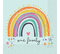 Riethmüller Lot de 16 grandes serviettes en papier « One Family » - 33 x 33 cm - Avec inscription en allemand - Pour fête de famille, baptême, anniversaire - Décoration de table