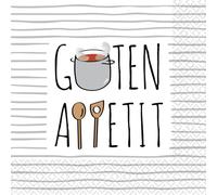 Riethmüller Lot de 16 serviettes « Bon appétit » - 33 cm x 33 cm - Grandes serviettes en papier avec inscription en allemand pour fêtes et dîners - Décoration de table