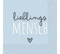 Riethmüller Lot de 16 serviettes « Lieblingsmensch » - 33 x 33 cm - Grandes serviettes en papier avec inscription en allemand pour fêtes et dîners - Décoration de table