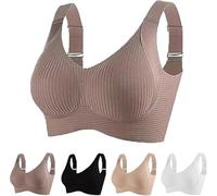 Rietoiu Floralshe Brasier, 2025 Soutien-gorge sans fil réglable à quatre rangées de couleur unie pour femme, doux et sans couture, couverture complète, soutien-gorge Floralshe, soutien-gorge respirant