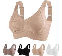 Rietoiu Floralshe Brasier, 2025 Soutien-gorge sans fil réglable à quatre rangées de couleur unie pour femme, doux et sans couture, couverture complète, soutien-gorge Floralshe, soutien-gorge respirant