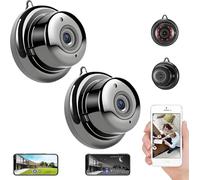 Rietoiu Lot de 2 mini caméras espions invisibles sans fil, WiFi 1080p avec audio bidirectionnel, mini caméra espion invisible sans fil, caméra de sécurité intérieure sans fil pour animal de compagnie