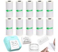 Rifanda Lot de 10 rouleaux de papier autocollant pour la plupart des mini imprimantes thermiques, 57 x 25 mm pour T02/M02 - Rouleaux de papier autocollant thermique pour étude, notes, photos, journaux