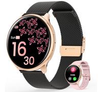 RifePhi 2024 Montre Connectée Femme avec Appel Bluetooth, écran HD 1,39'' HD Smartwatch, SpO2/Cycle Menstruel/IP68/Cardiofréquencemètre Tension/100+ Modes Sport iOS Android (Or Noir)