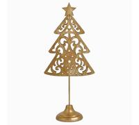 Riffelmacher 15549 Sapin de Noël décoratif en métal doré | 41 cm de haut | avec étoile | Décoration de table moderne et festive brillante | Décoration d'hiver
