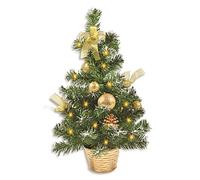 Riffelmacher 20257 Sapin de Noël décoré avec guirlande lumineuse et nœuds Doré 50 cm
