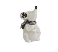 Riffelmacher 70400 Figurine décorative souris avec étoile | 7,5 x 13 cm | Dolomite blanche noire | avec écharpe | Décoration de table d'hiver de Noël | 70400
