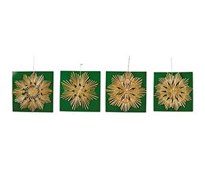 Riffelmacher 75336 - Étoile de paille en set, 1 pièce, taille 14 cm, 4 fois assorties,pas de choix de motifs possible, décoration traditionnelle de l'arbre, étoiles, décoration de table, arbre de Noël