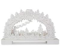 Riffelmacher 76489 Arche lumineuse en bois avec bonhommes de neige 44 x 25 cm Blanc
