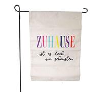 Riffelmacher - Drapeau de jardin avec baguette, hauteur 90 cm, tige en métal avec panneau décoratif en lin, décoration de jardin, décoration d'entrée, cadeau pour pendaison de crémaillère