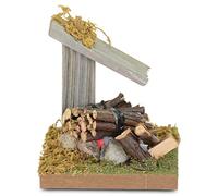 Riffelmacher&Weinberger Mini feu de camp en bois avec auvent et LED - 8,5 cm | 78379 - Accessoires pour crèche