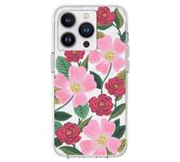 Rifle Paper Clear - Housse pour iPhone 14 Pro décorée avec de l'or (Rose Garden)