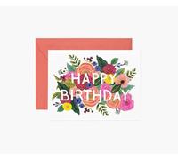 RIFLE PAPER CO. Juliet Rose Lot de 8 cartes d'anniversaire dans une boîte de 10,8 cm de long x 14 cm de large, intérieur vierge qui permet de prendre des notes manuscrites attentionnées au centre de la scène, fabriqué artisanalement aux États-Unis