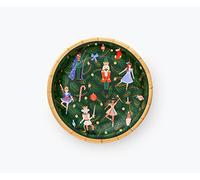 RIFLE PAPER CO. Lot de 10 petites assiettes en carton motif casse-noisette, imprimées en couleur et estampillées dorées, motif floral festif, parfaites pour les événements de vacances et les