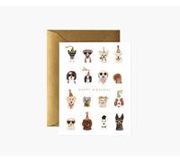 Rifle Paper Co. Lot de 8 boîtes de cartes de vœux d'anniversaire pour chiots 10,8 x 14 cm (L x l) - Intérieur vierge permettant à votre note de prendre la scène centrale