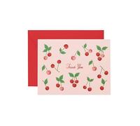 RIFLE PAPER CO. Lot de 8 cartes de remerciement motif cerises - 10,8 cm (L) x 14 cm (l) - L'intérieur vierge permet à votre note manuscrite de prendre le centre de la scène, fabriquées aux États-Unis