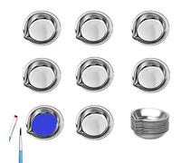 Rifrpha 18 Pièces Petit Plateau de Peinture Rond en Acier Inoxydable Pigments de Peinture Plateau Godet Peinture Plateau de Palette de Mélange de Peinture pour Maquillage, Aquarelles, Artiste