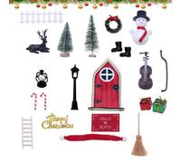 Rifrpha 22 PCS Ensemble Maison Miniature Décoration Noel Porte Lutin Farceur de Noel Miniature de Décoration de Noël Kit Lutin Farceur Lutin de Noël Accessoires pour Les Cadeaux d'enfants DIY