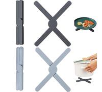 Rifrpha 4 PCS Dessous de Plat Pliables en Silicone Croix Antidérapant Coussin d'Isolation Thermique pour Pot, Assiettes, Poêles