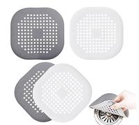 Rifrpha 4 PCS Filtre à Évier en Silicone Attrape-Cheveux pour Drain de Douche Filtre de Vidange pour Salle de Bain Couvercle de Drain de Baignoire Protection de Vidange avec Ventouse pour Cuisine