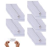 Rifrpha 50 PCS Porte Badge Plastique Horizontal Étanches avec Pince Crocodile, Épingle de Sécurité et Étui pour Cartes Vierges Porte-Carte d'Identité Transparent pour Ecole Entreprise Bureaux(90*56mm)