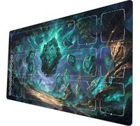 Riftbound TCG Playmat 24x14 Zoll mit Zonenmarkierung inoffizielles Design inklusive Tragetasche für Brettspiele Playmat (Éclats de Runes planants)