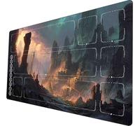 Riftbound TCG Playmat Tapis de Jeu TCG Riftbound 24x14 Pouces Conception Non Officielle avec Zones de Jeu et Sac de Rangement pour Joueurs de Jeux de société Parfait pour (Ruines brisées)