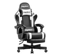 Riftracer Chaise Siege Gaming Ergonomique-Chaises de Gamer avec Appui-Tête et Support Lombaire Repose-Pieds Rétractable Inclinaison du Dossier de 90 à 135° Capacité de Charge de 150 Kg Noir et Blanc