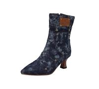 Rifuli 2023 Automne et Hiver Nouvelles Femmes Adolescentes Filles Chic Jeans Bottes à Tige Courte Pointue Talon Fermeture Éclair Bottes, bleu, 40 EU